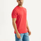Men's Solid Coral Crew Neck T-Shirt - Side View
