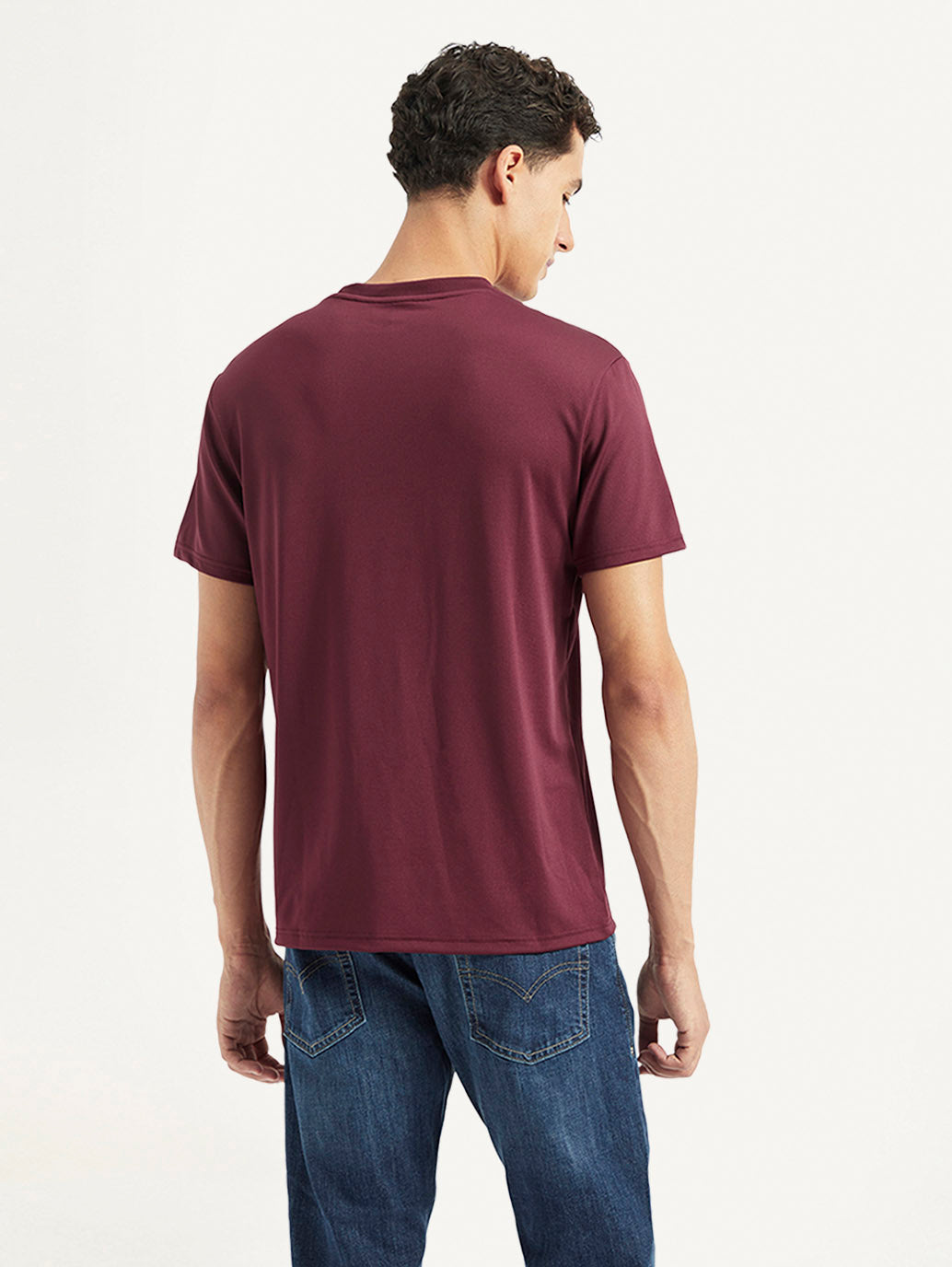 Men's Solid Slim Fit T-shirt - Back View