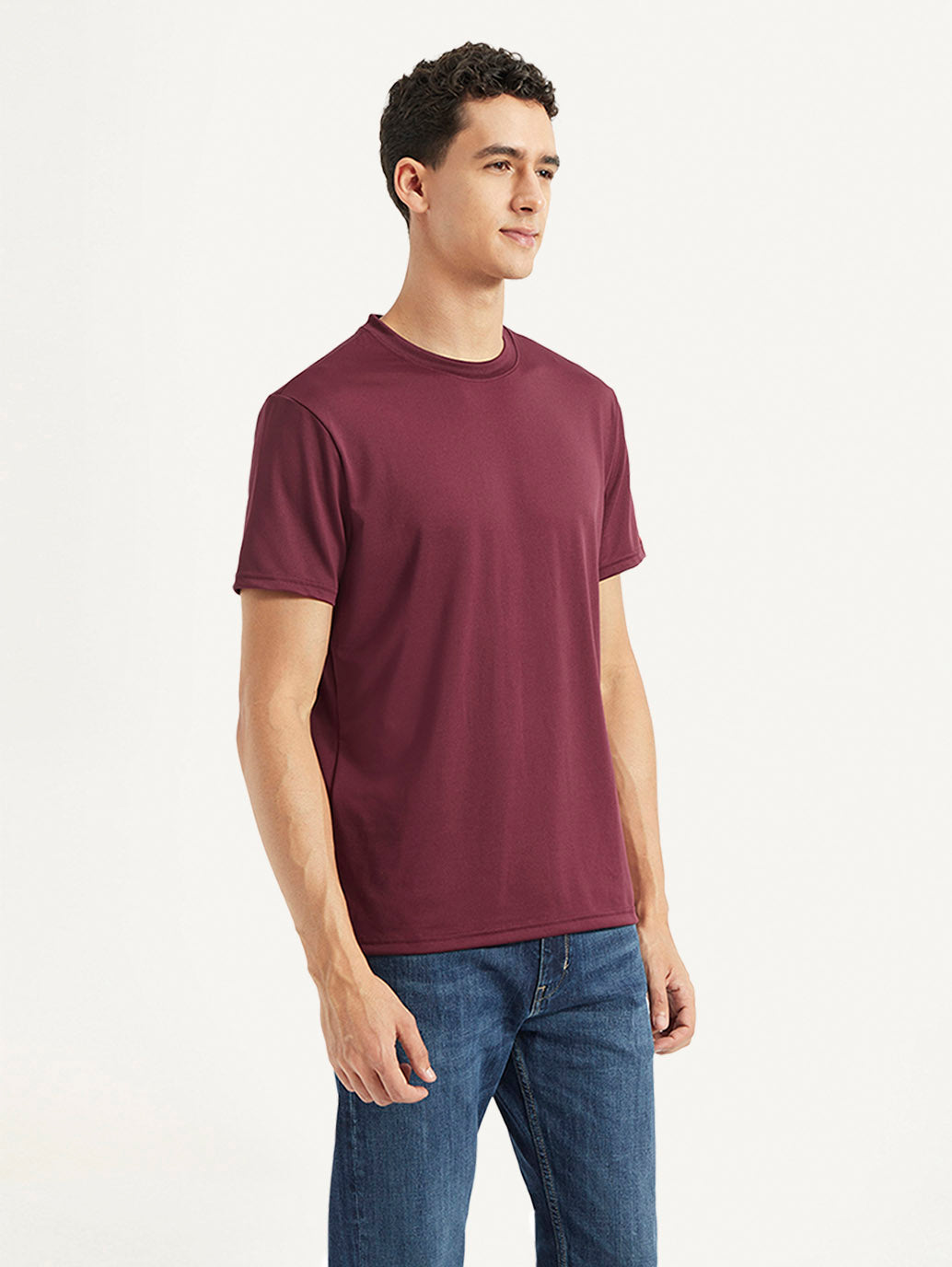 Men's Solid Slim Fit T-shirt - Side View