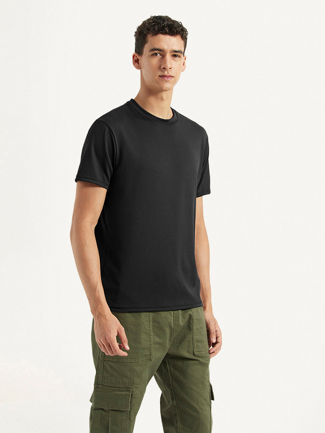Men's Solid Slim Fit T-shirt - Side View
