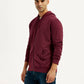 Men's Solid Maroon Hooded Sweatshirt - Side View