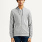 Men's Solid Light Grey Hooded Sweatshirt - Front View