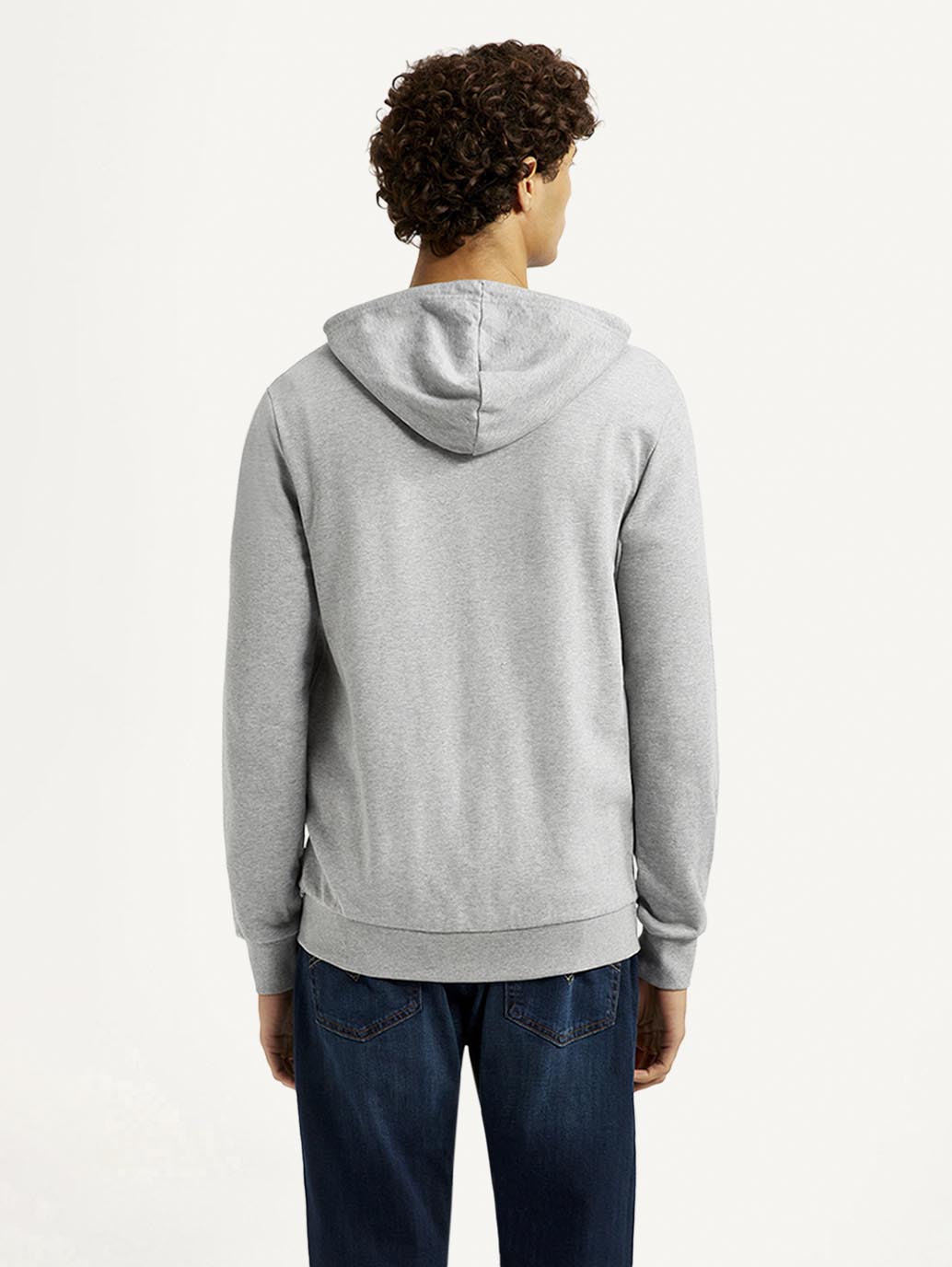 Men's Solid Light Grey Hooded Sweatshirt - Back View