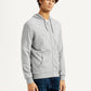 Men's Solid Light Grey Hooded Sweatshirt - Side View