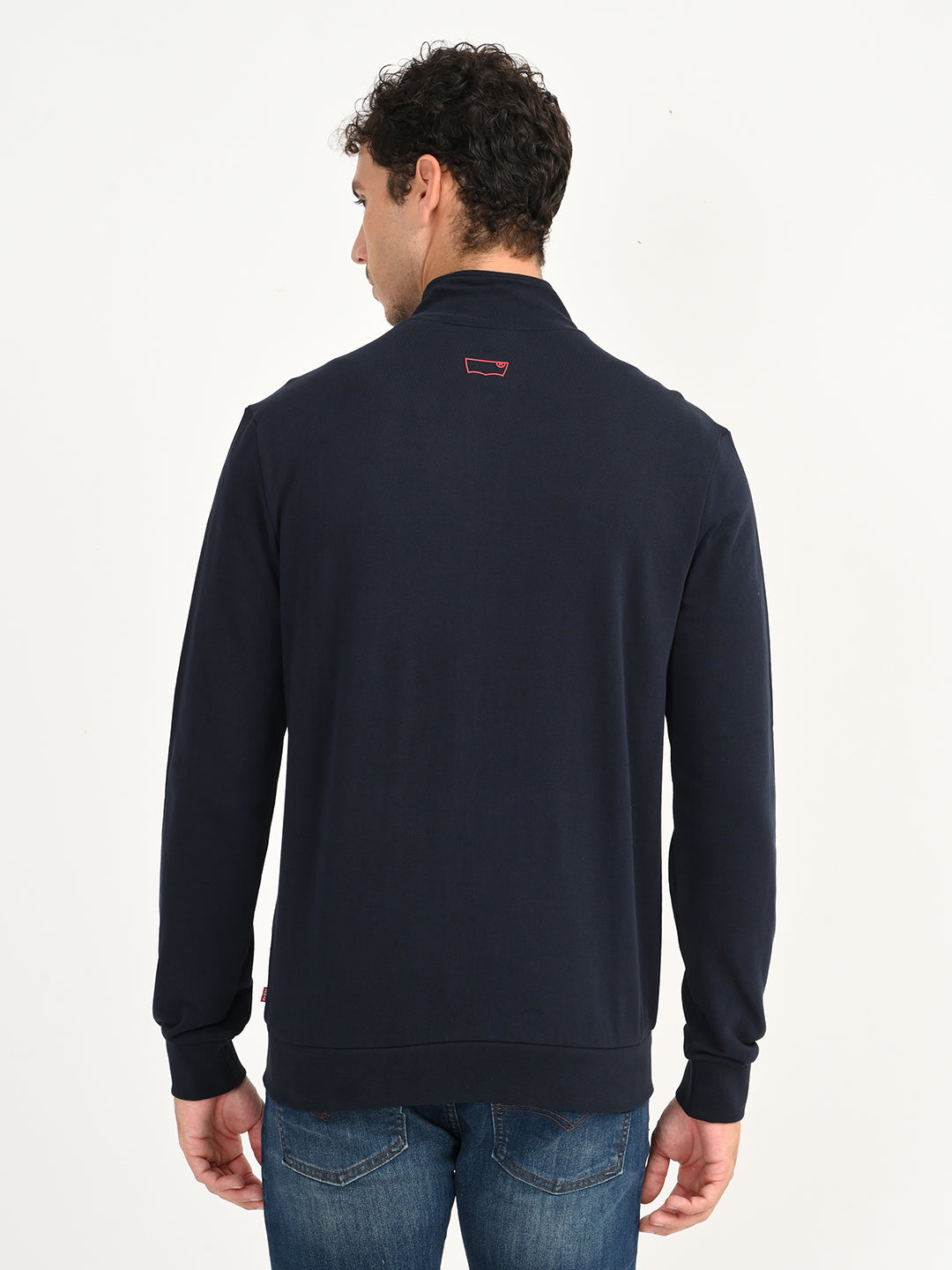 Men's Solid Turtleneck Sweatshirt - back View