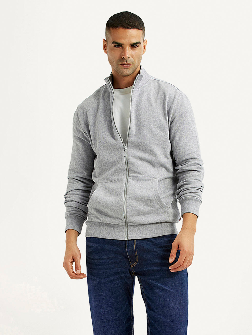 Men's Solid Light Grey Hooded Sweatshirt