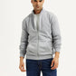 Men's Solid Light Grey Hooded Sweatshirt - Styleshot View