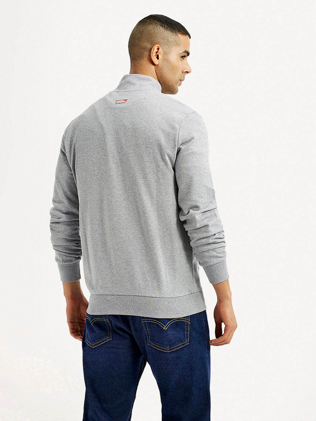 Men's Solid Light Grey Hooded Sweatshirt - Back View