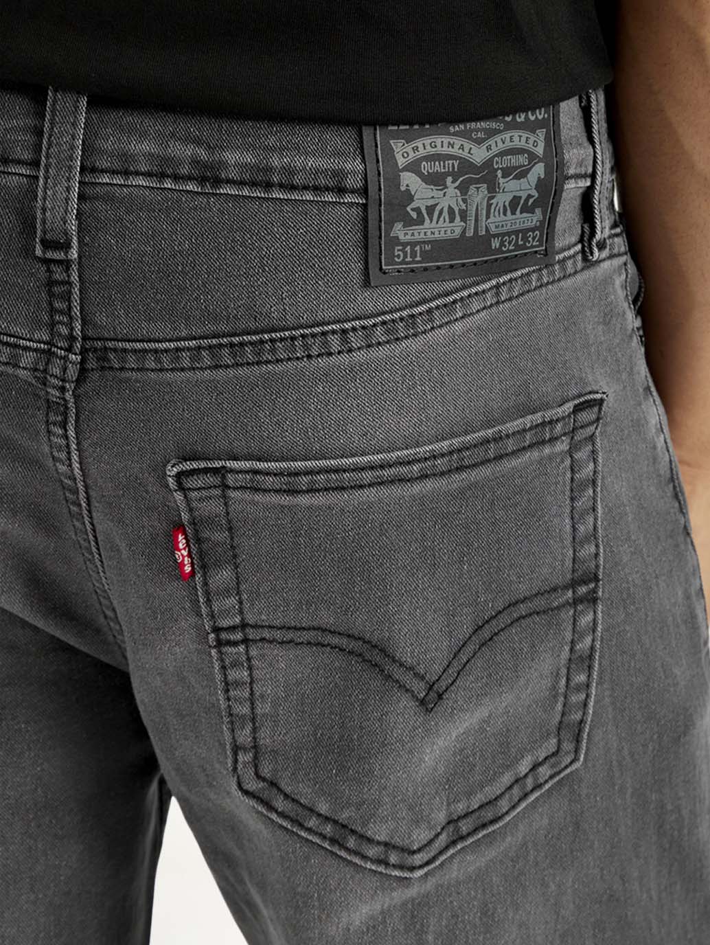 Men's 511 Charcoal Grey Slim Fit Mid Rise Jeans - Detail View