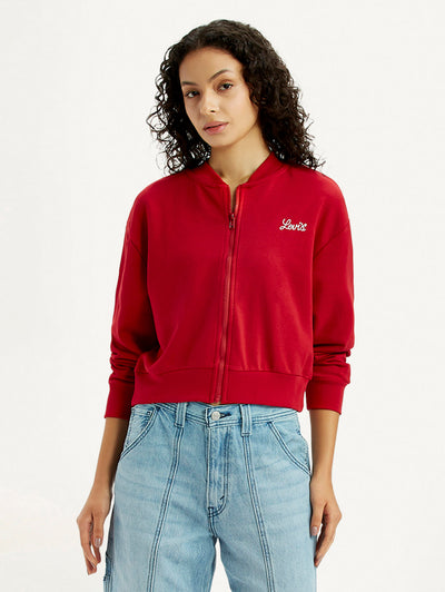 levi's Women's Brand Logo Red Collar Neck Sweatshirt-picture-12