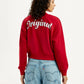 Women's Brand Logo Red Collar Neck Sweatshirt - Back View
