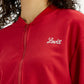 Women's Brand Logo Red Collar Neck Sweatshirt - Detail View