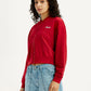 Women's Brand Logo Red Collar Neck Sweatshirt - Side View