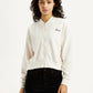 Women's Graphic Print Off White Collar Neck Sweatshirt - Front View