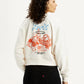 Women's Graphic Print Off White Collar Neck Sweatshirt - Back View