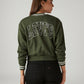 Women's Brand Logo Olive Crew Neck Sweatshirt - Back View