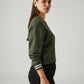 Women's Brand Logo Olive Crew Neck Sweatshirt - Side View