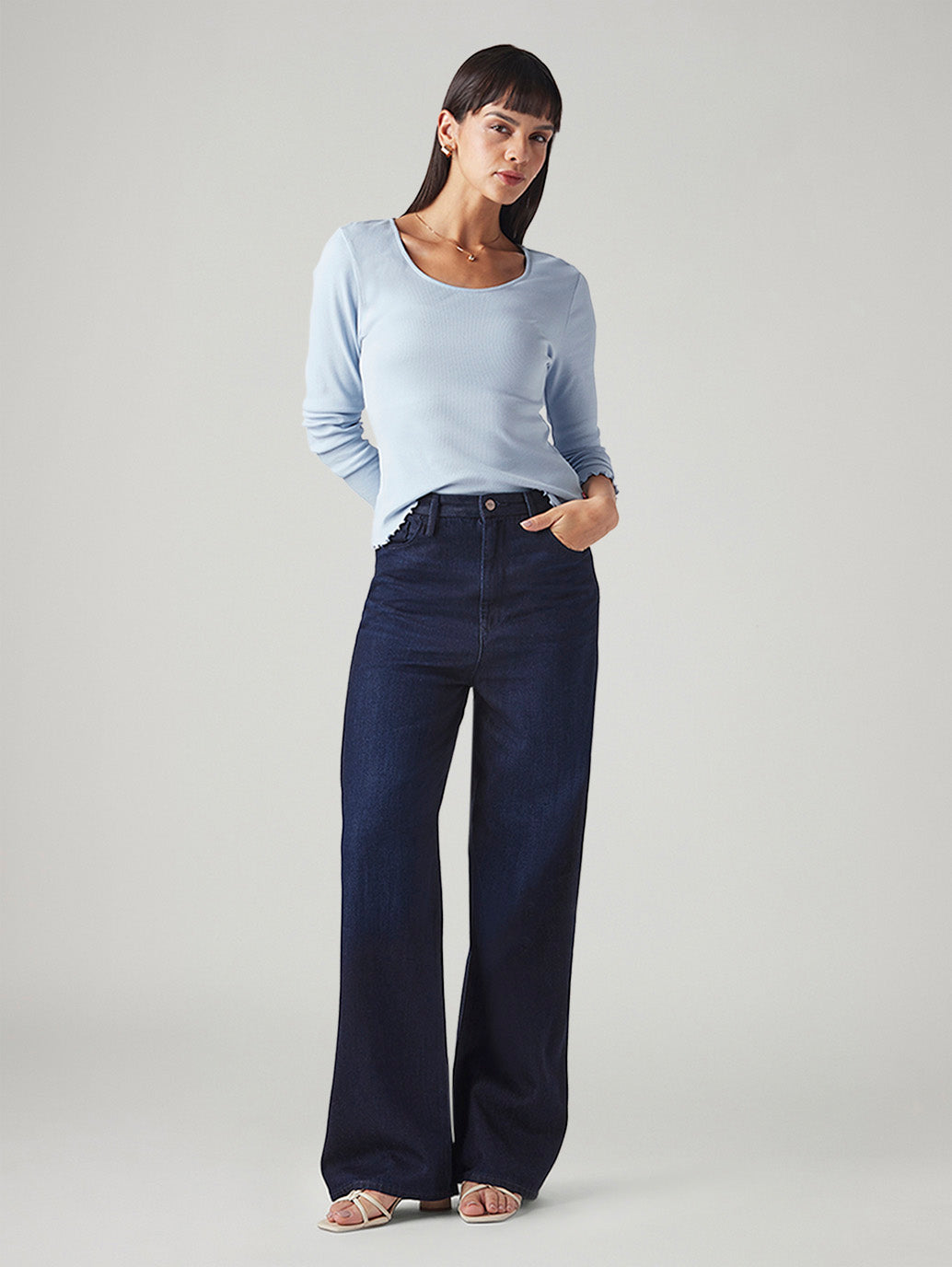 Women's Dark Blue Loose Fit High Rise Redloop Jeans