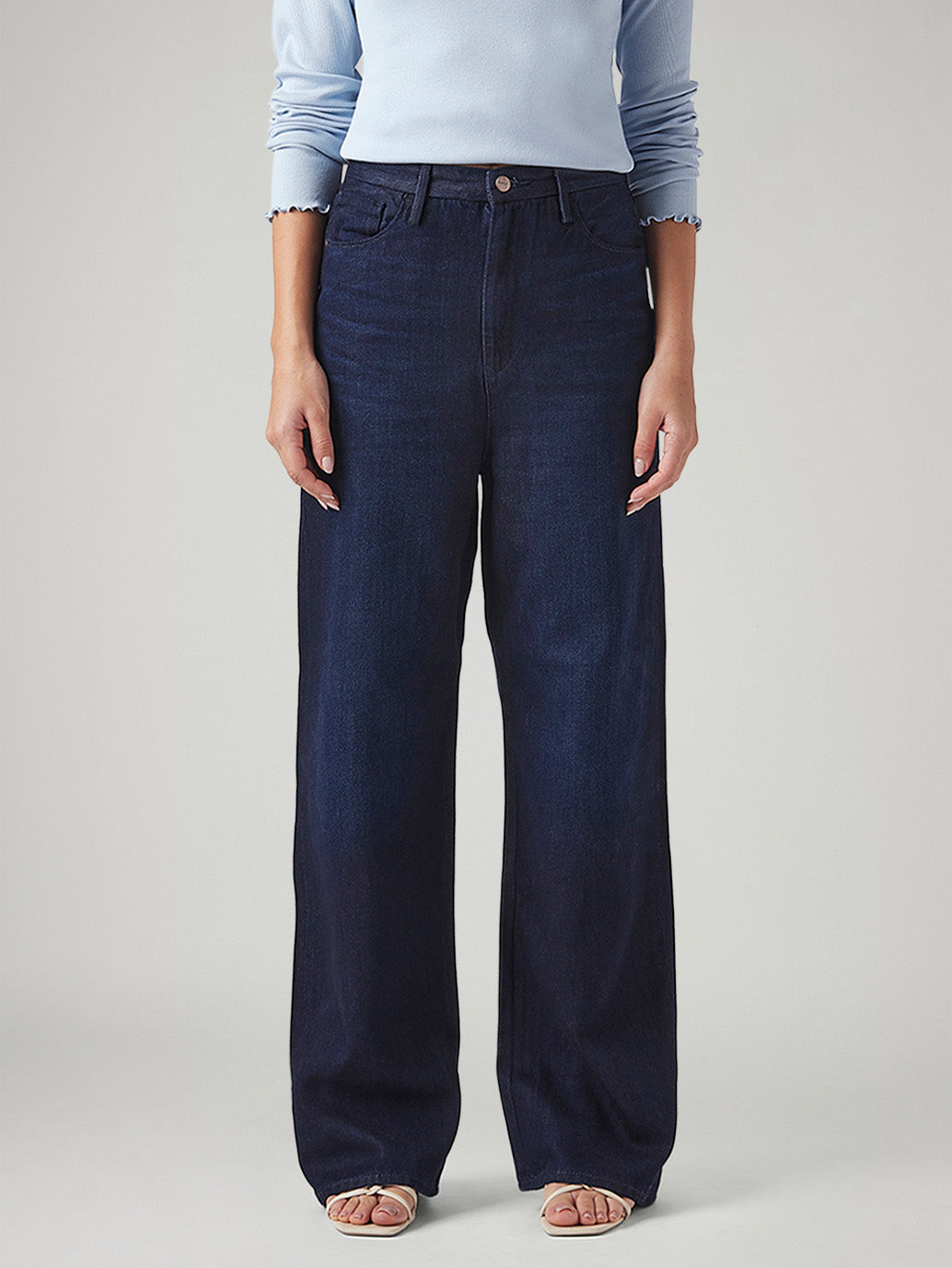 Women's Dark Blue Loose Fit High Rise Redloop Jeans - Front View