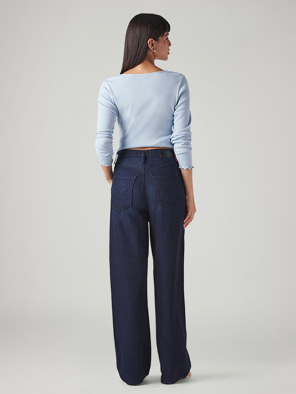 Women's Dark Blue Loose Fit High Rise Redloop Jeans - Back View