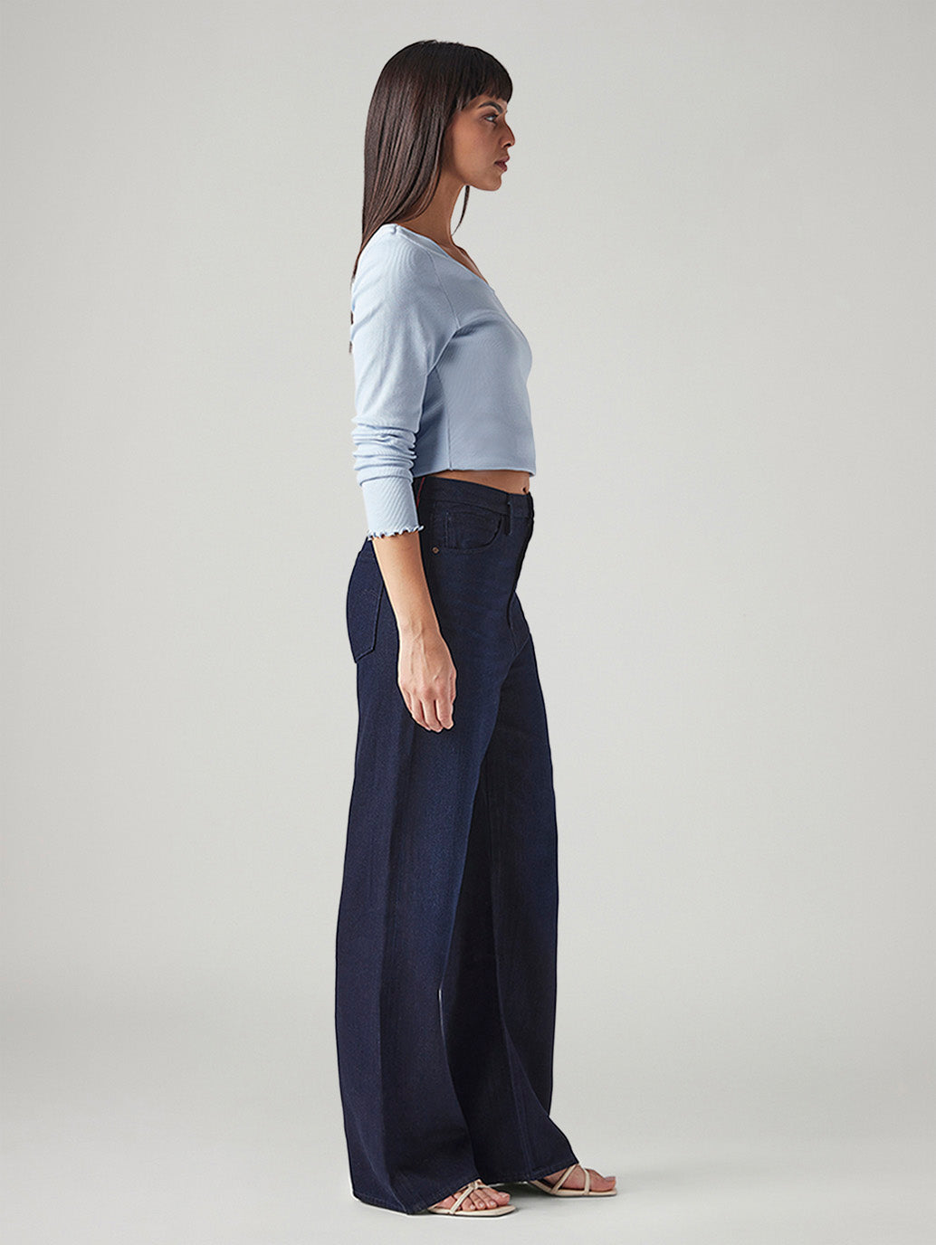 Women's Dark Blue Loose Fit High Rise Redloop Jeans - Side View