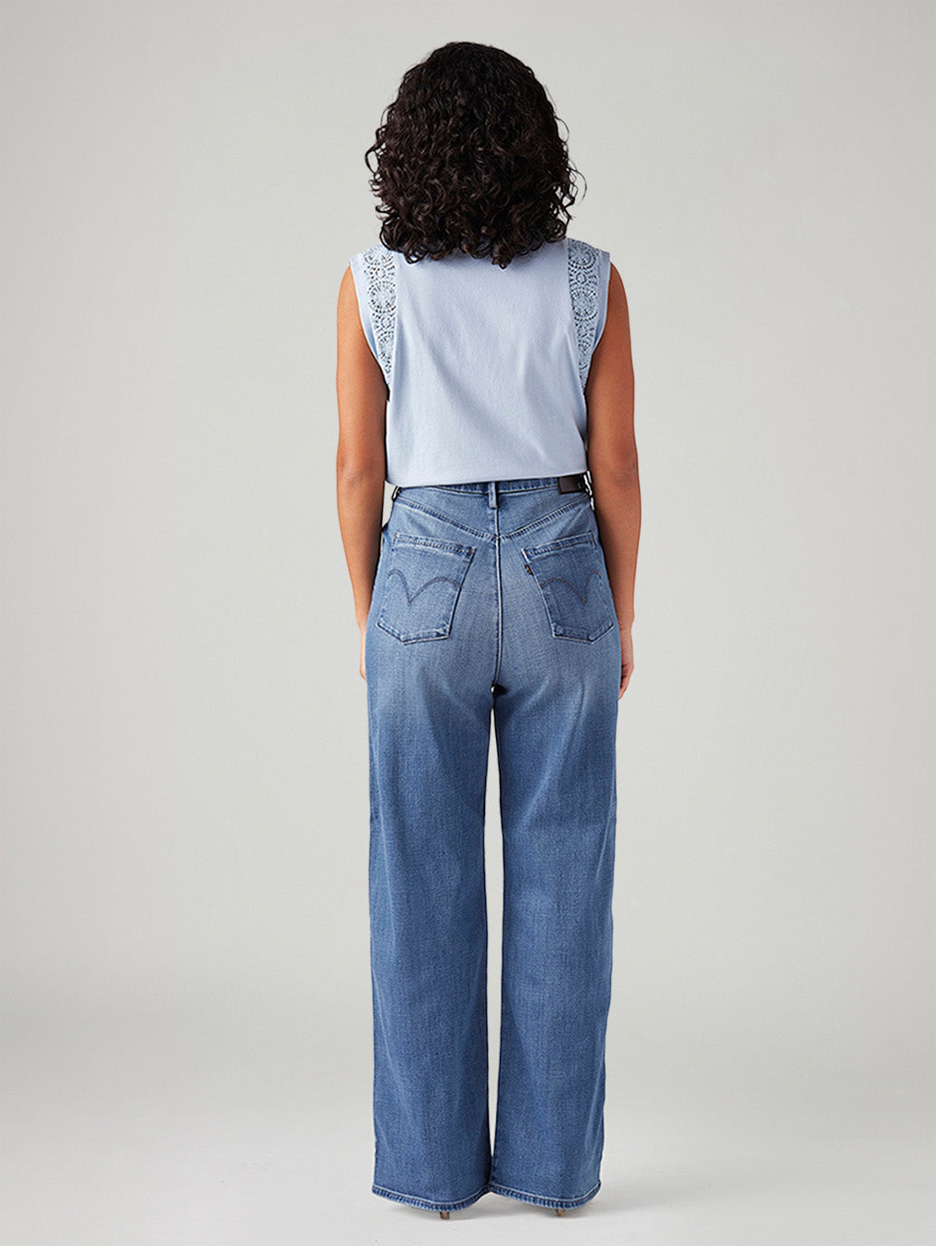 Women's Light Blue Loose Fit High Rise Redloop Jeans - Back View