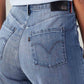 Women's Light Blue Loose Fit High Rise Redloop Jeans - Detail View