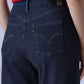 Women's Dark Indigo Loose Fit High Rise Redloop Jeans - Detail View