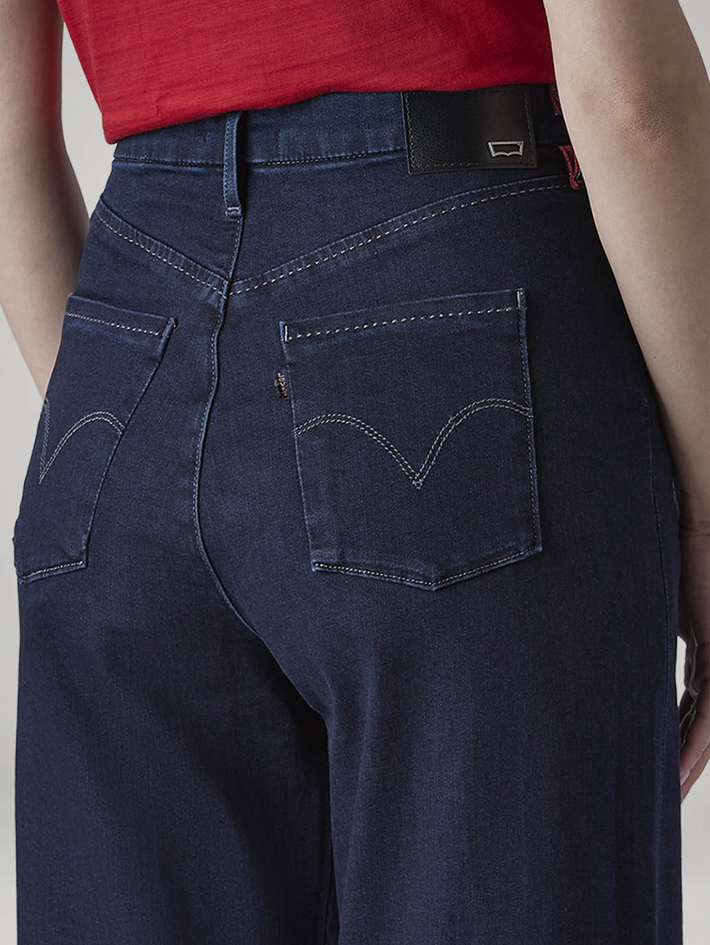 Women's Dark Indigo Loose Fit High Rise Redloop Jeans - 20 View
