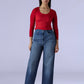 Women's Dark Indigo Loose Fit High Rise Redloop Jeans - Styleshot View