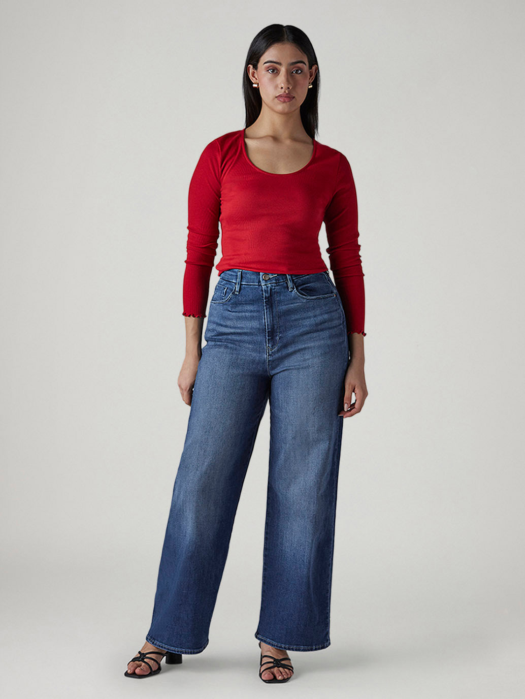 Women's Dark Indigo Loose Fit High Rise Redloop Jeans