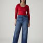 Women's Dark Indigo Loose Fit High Rise Redloop Jeans - Logo View