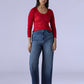 Women's Dark Indigo Loose Fit High Rise Redloop Jeans - Front View
