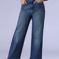 Women's Dark Indigo Loose Fit High Rise Redloop Jeans - Front View
