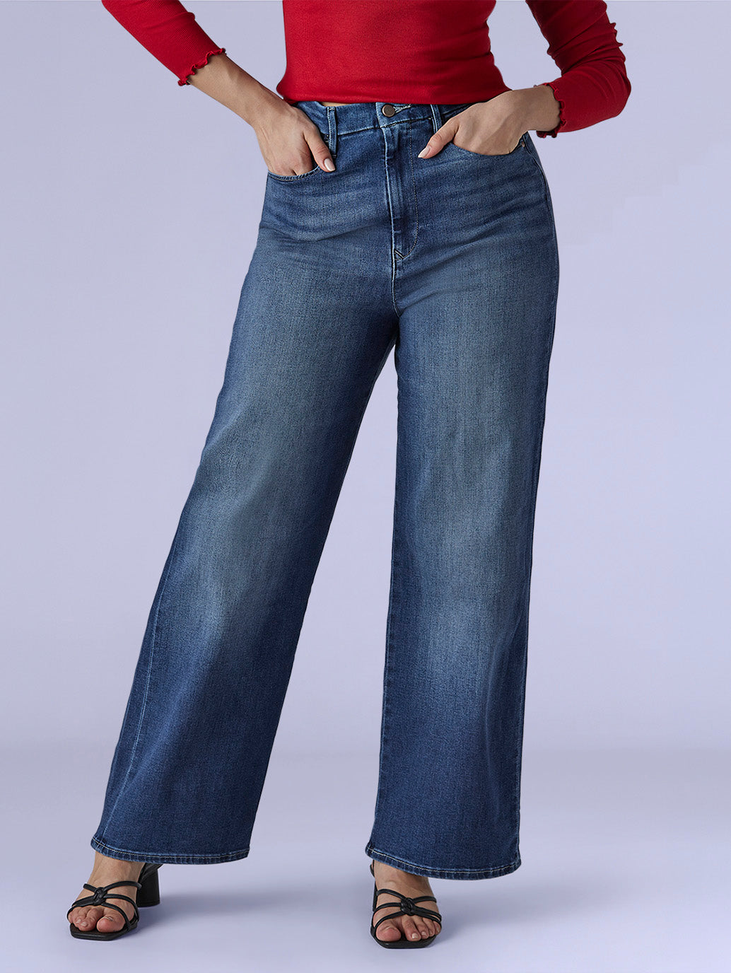 Women's Dark Indigo Loose Fit High Rise Redloop Jeans - Front View