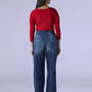 Women's Dark Indigo Loose Fit High Rise Redloop Jeans - Back View