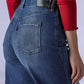 Women's Dark Indigo Loose Fit High Rise Redloop Jeans - Detail View