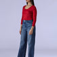Women's Dark Indigo Loose Fit High Rise Redloop Jeans - Side View