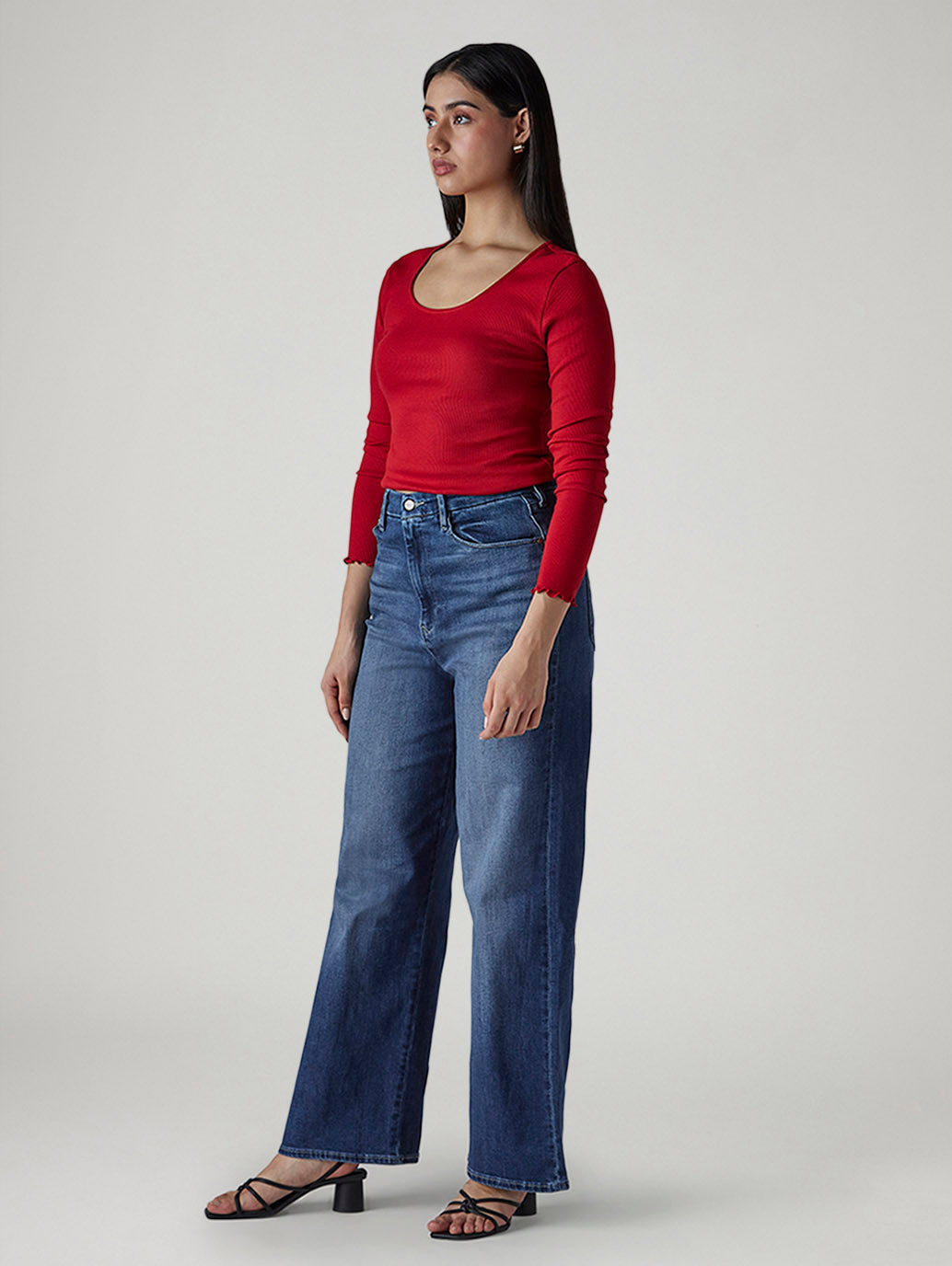 Women's Dark Indigo Loose Fit High Rise Redloop Jeans - 20 View