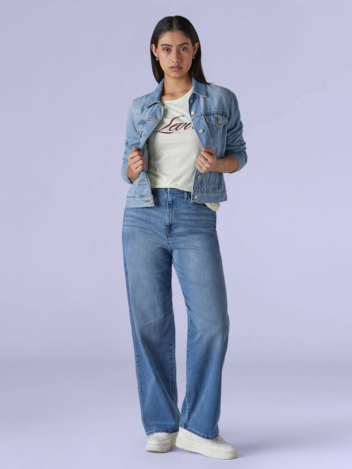 Women's Light Blue Loose Fit High Rise Redloop Jeans