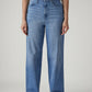 Women's Light Blue Loose Fit High Rise Redloop Jeans - Front View