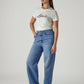 Women's Light Blue Loose Fit High Rise Redloop Jeans - Side View