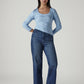 Women's Med Indigo Loose Fit High Rise Redloop Jeans - Logo View