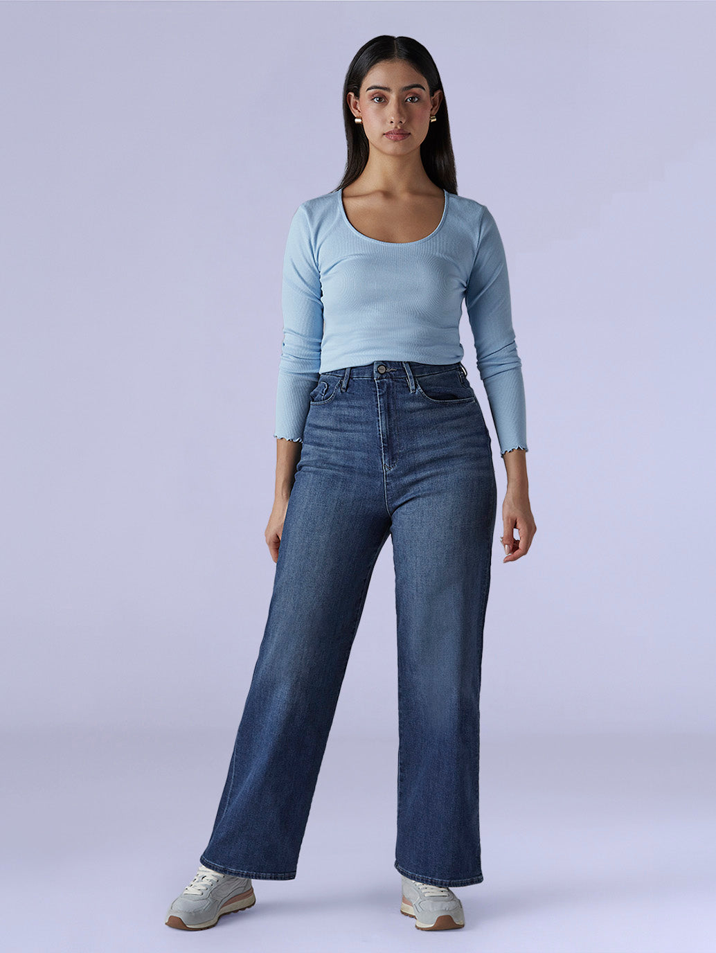 Women's Med Indigo Loose Fit High Rise Redloop Jeans - ff8ae2b3-a8bc-4555-bcff-f06a95ddee90 View
