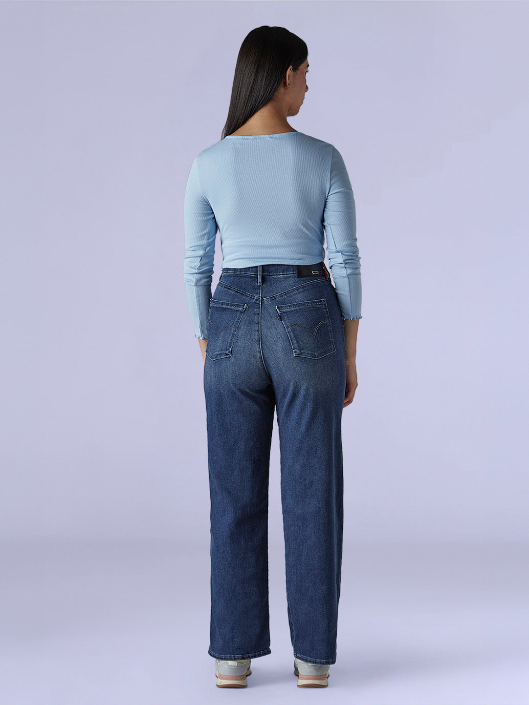 Women's Med Indigo Loose Fit High Rise Redloop Jeans - 2067b4a4-d4ea-4029-bf9a-346af04c39e4 View