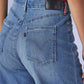 Women's Blue Loose Fit High Rise Redloop Jeans - Detail View