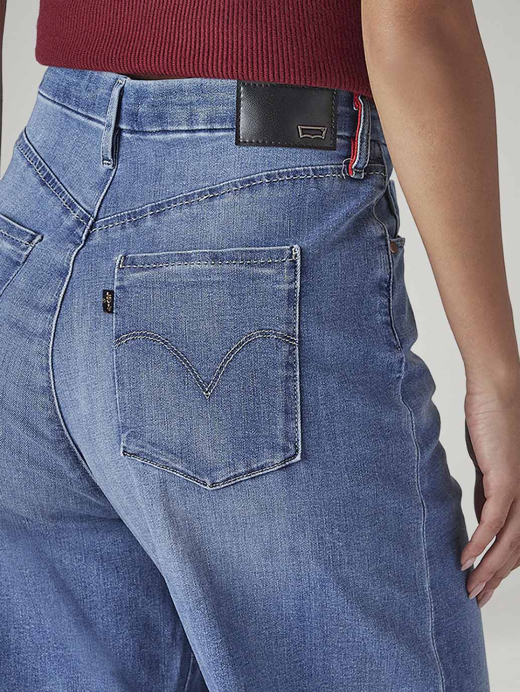 Women's Blue Loose Fit High Rise Redloop Jeans - 20 View