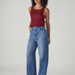 Women's Blue Loose Fit High Rise Redloop Jeans - Side View