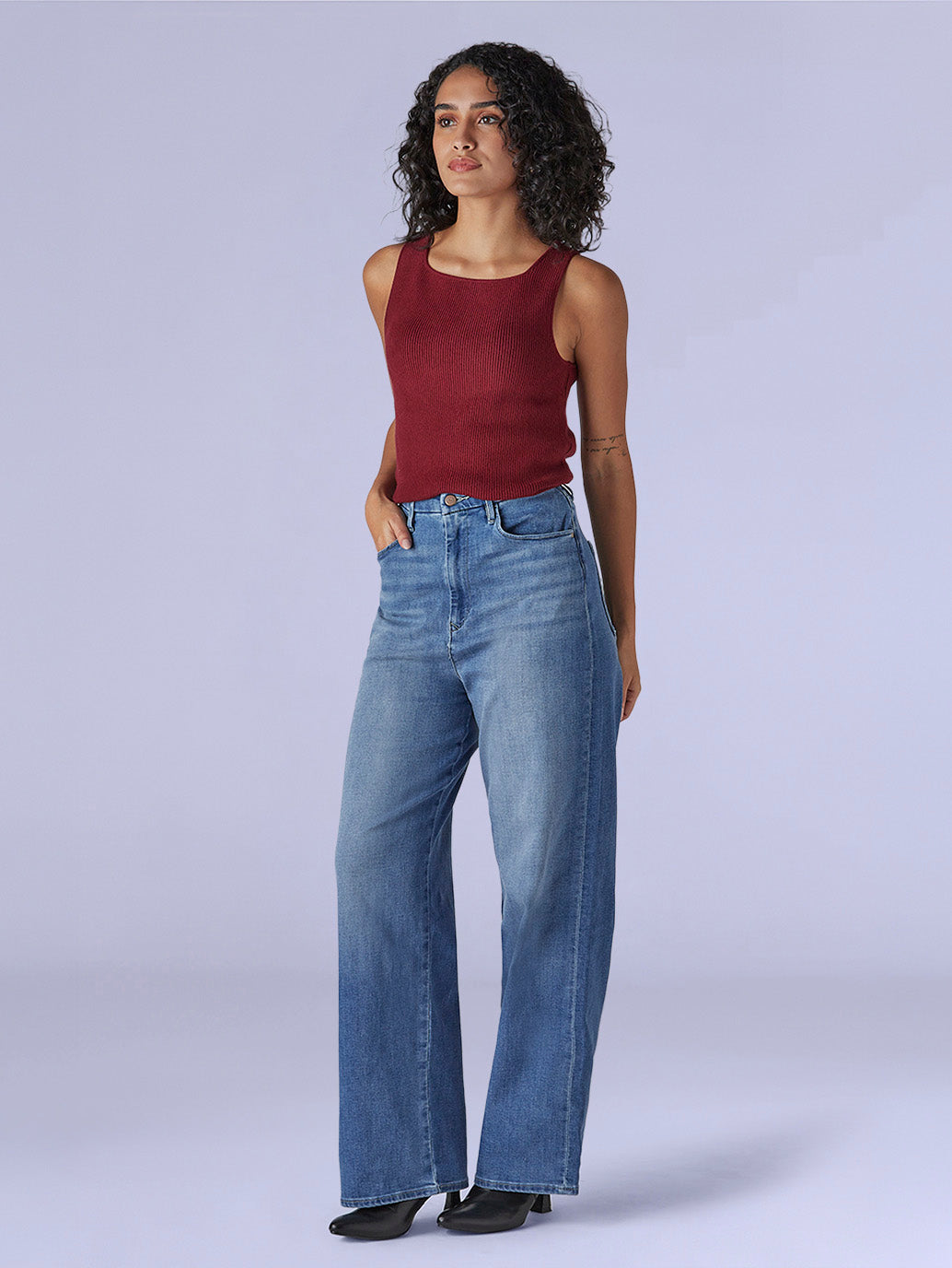 Women's Blue Loose Fit High Rise Redloop Jeans - 121f1ae6-a7f6-41f4-8f9c-8500b26564dc View
