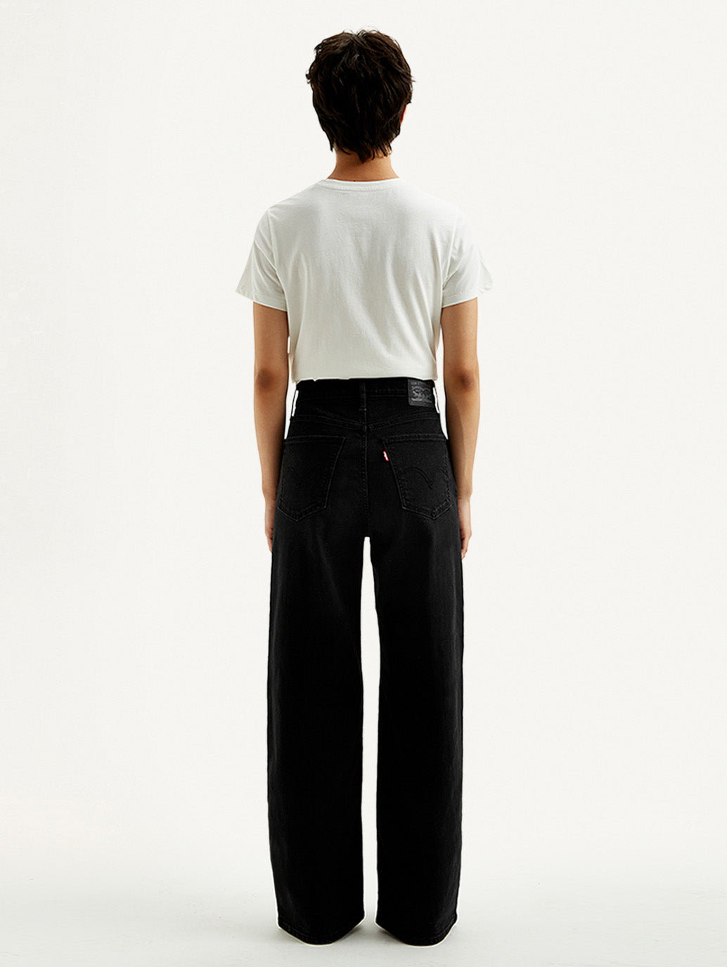 Women's Black Mile High Wide Leg Fit High Rise Jeans - Back View